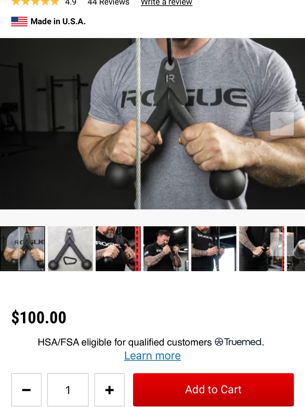 Rogue Black Triceps V-Handle Rope Attachment